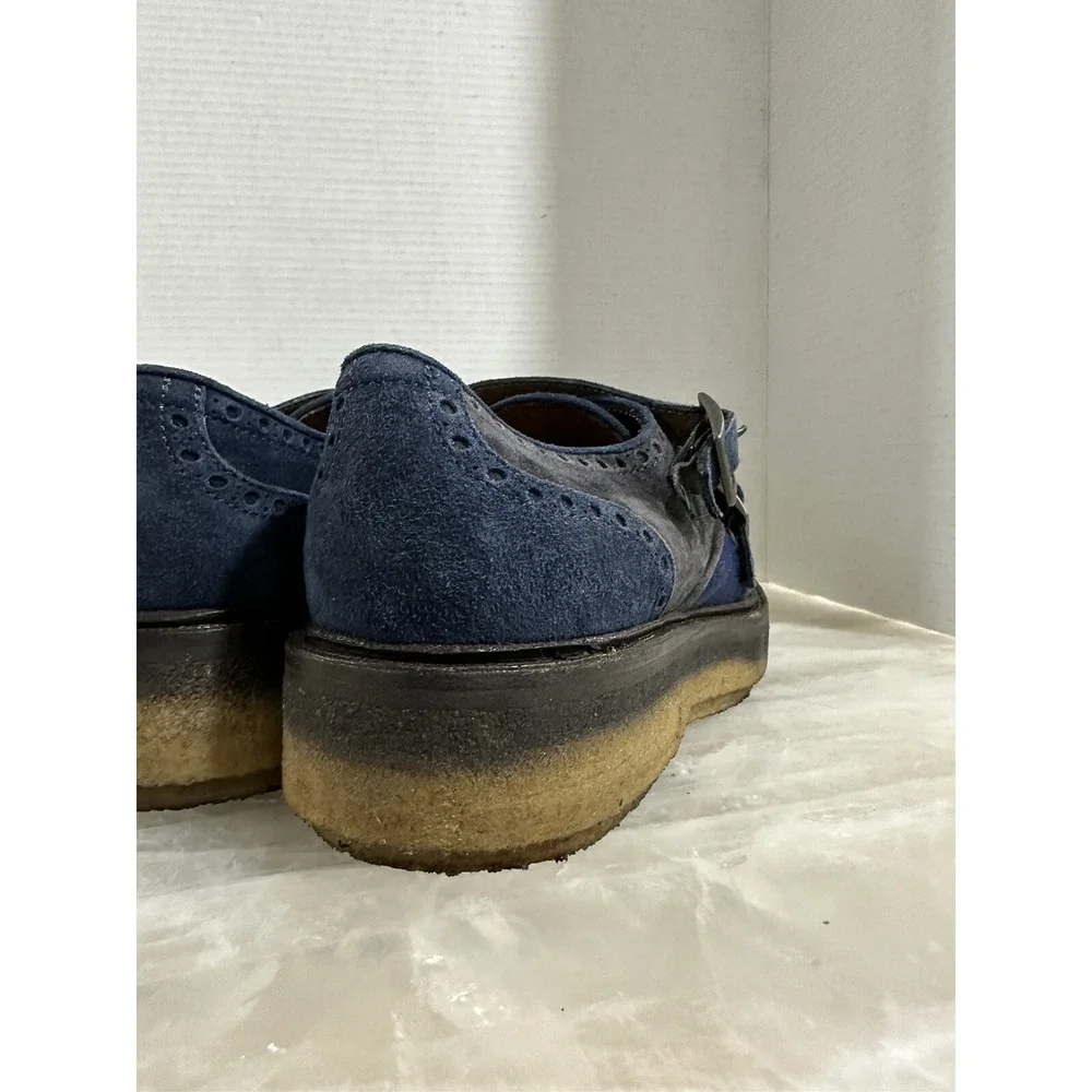 Etro Mens Blue Suede Double‎ Monk Strap Shoes UK 41 US 8.5